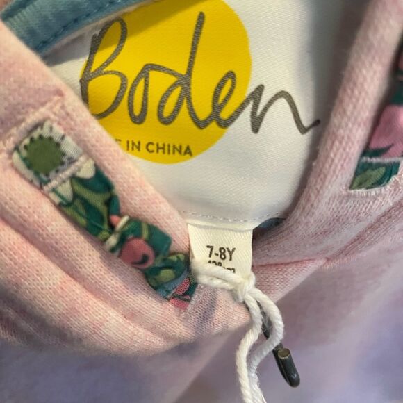 Boden Girls Pink Hooded Green Flower Lined Dress New Condition Girls size 7/8 - Picture 11 of 13